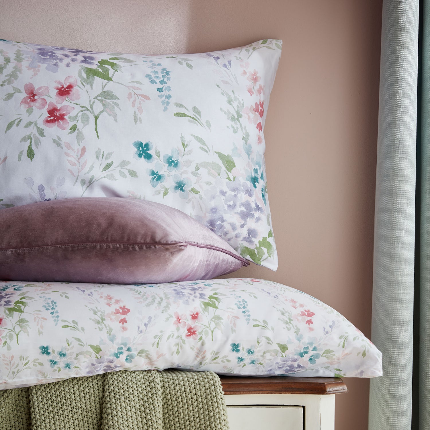 Laura Ashley Aulden Flowers Pillowcase Housewife Lavender