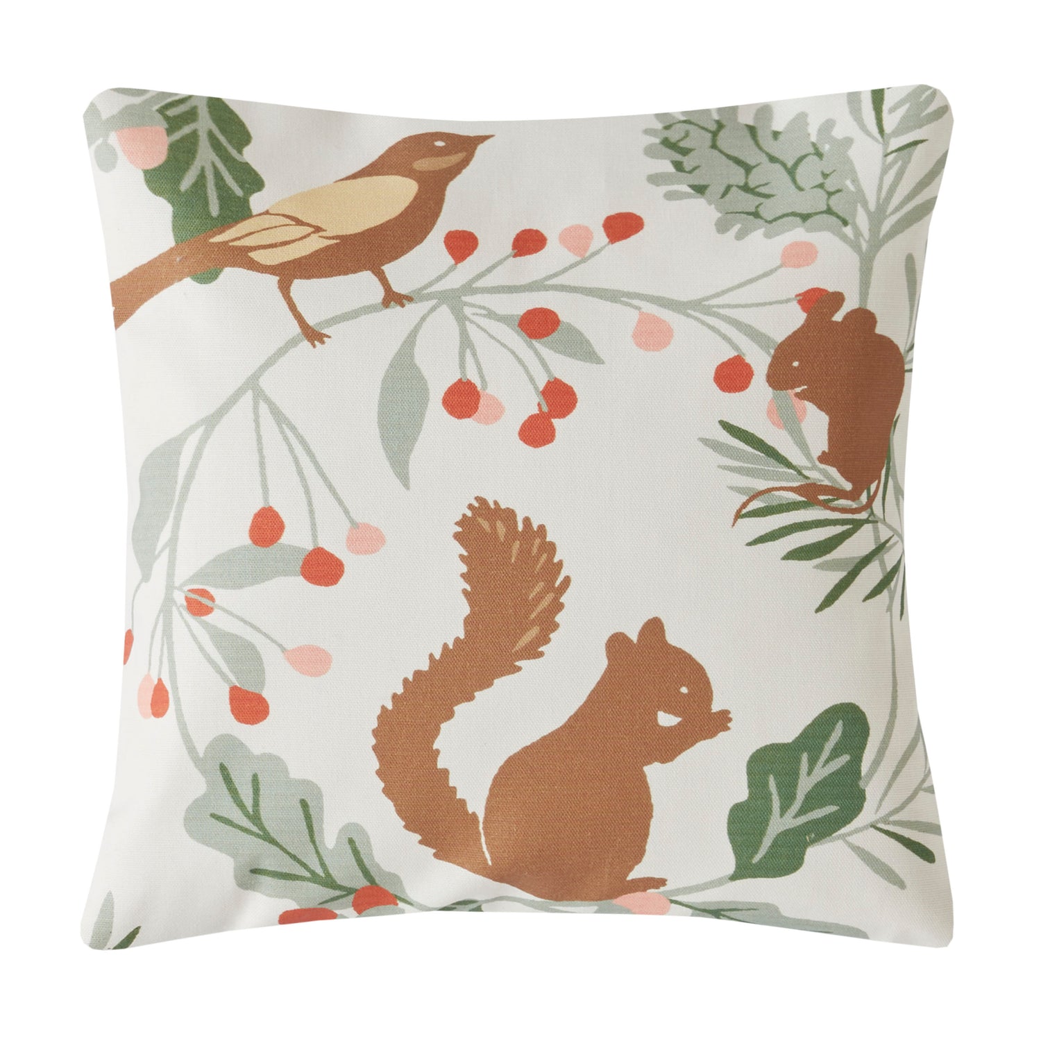 Laura Ashley Autumnal Woodland 43cm x 43cm Filled Cushion Sage Green