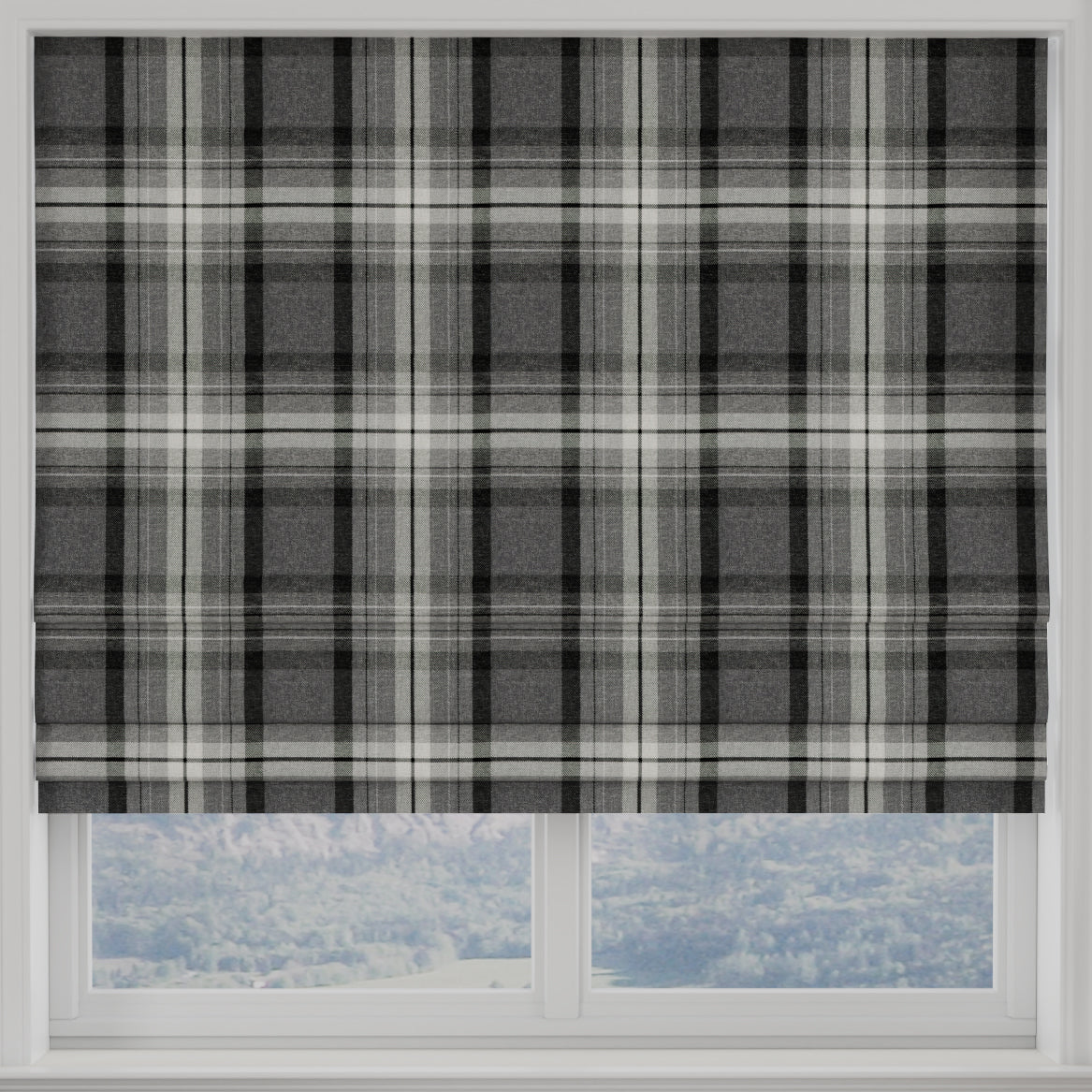Highland Check Made to Measure Roman Blind Charcoal