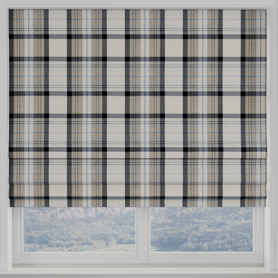 Highland Check Made to Measure Roman Blind Blue