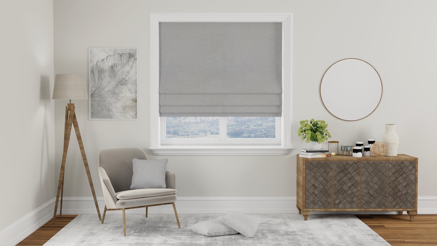 Hopsack Made to Measure Roman Blind Natural