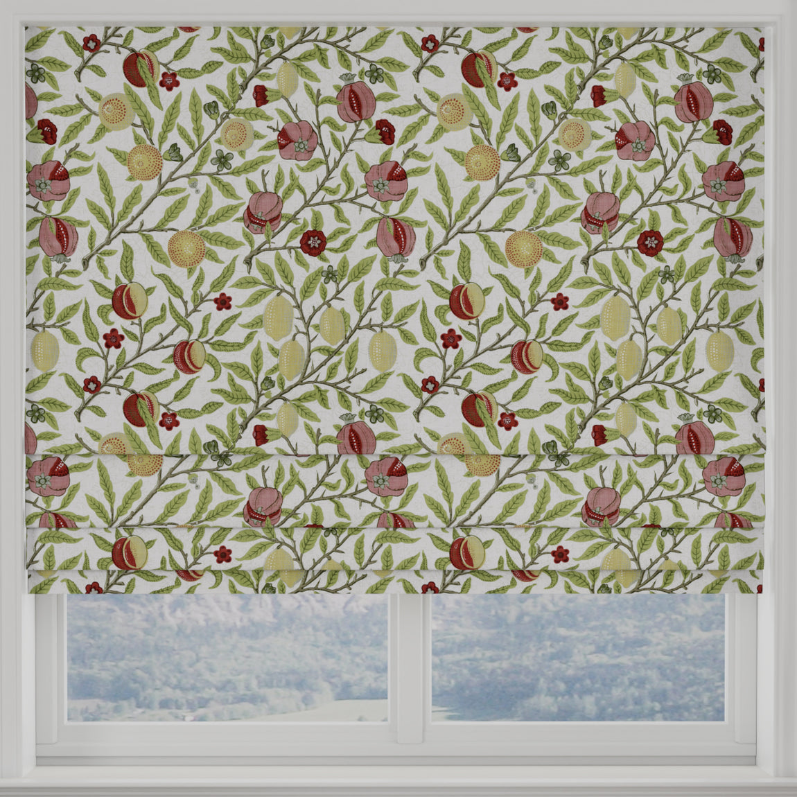 Heritage Fruits And Foliage Made to Measure Roman Blind Leaf Green