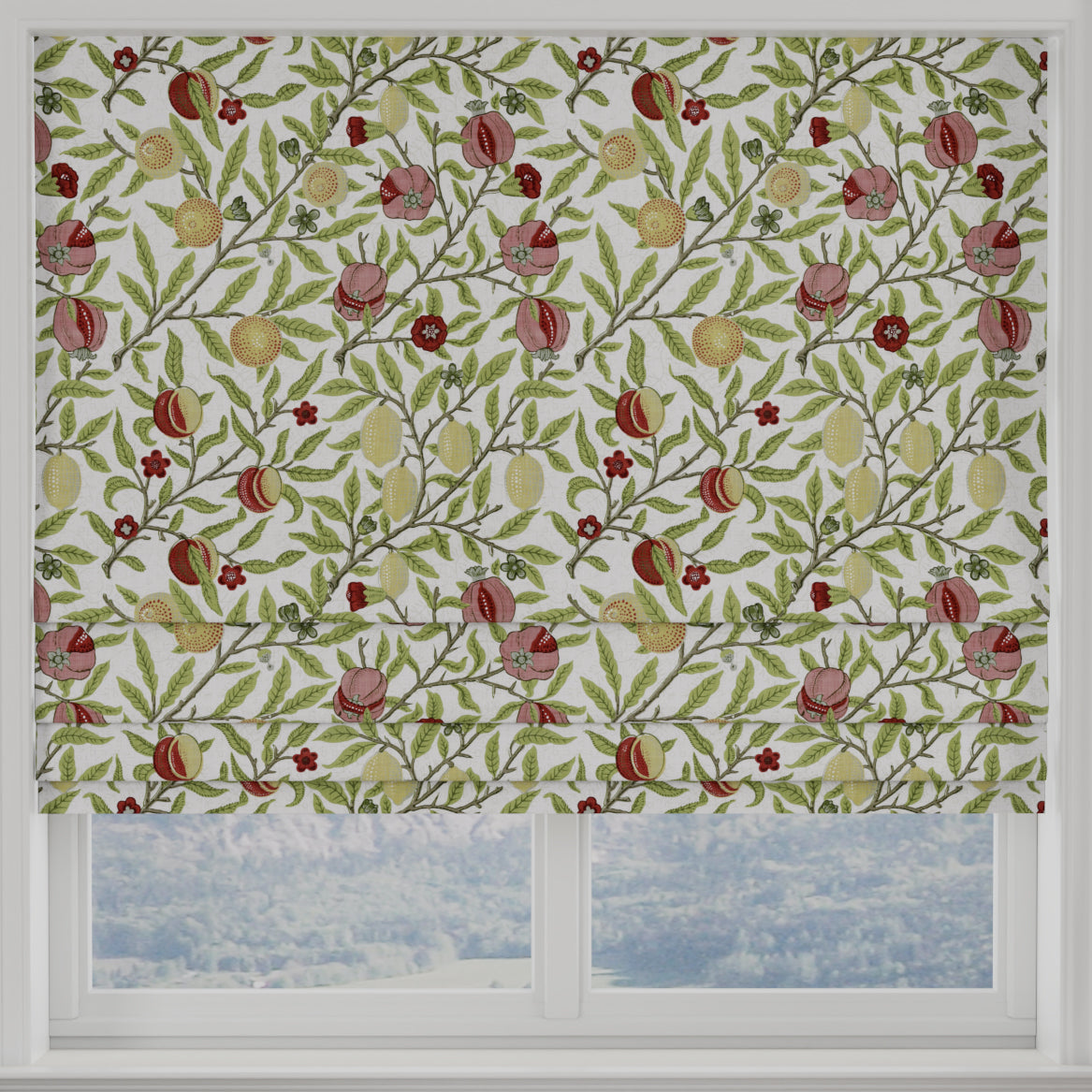 Heritage Fruits And Foliage Made to Measure Roman Blind Leaf Green