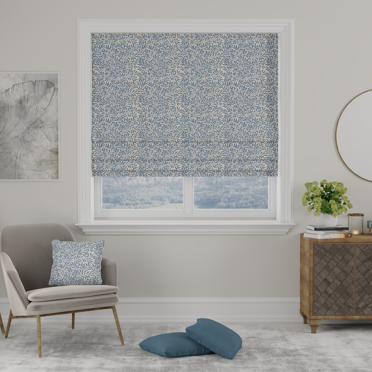 Heritage Salix Made to Measure Roman Blind Wedgewood Blue