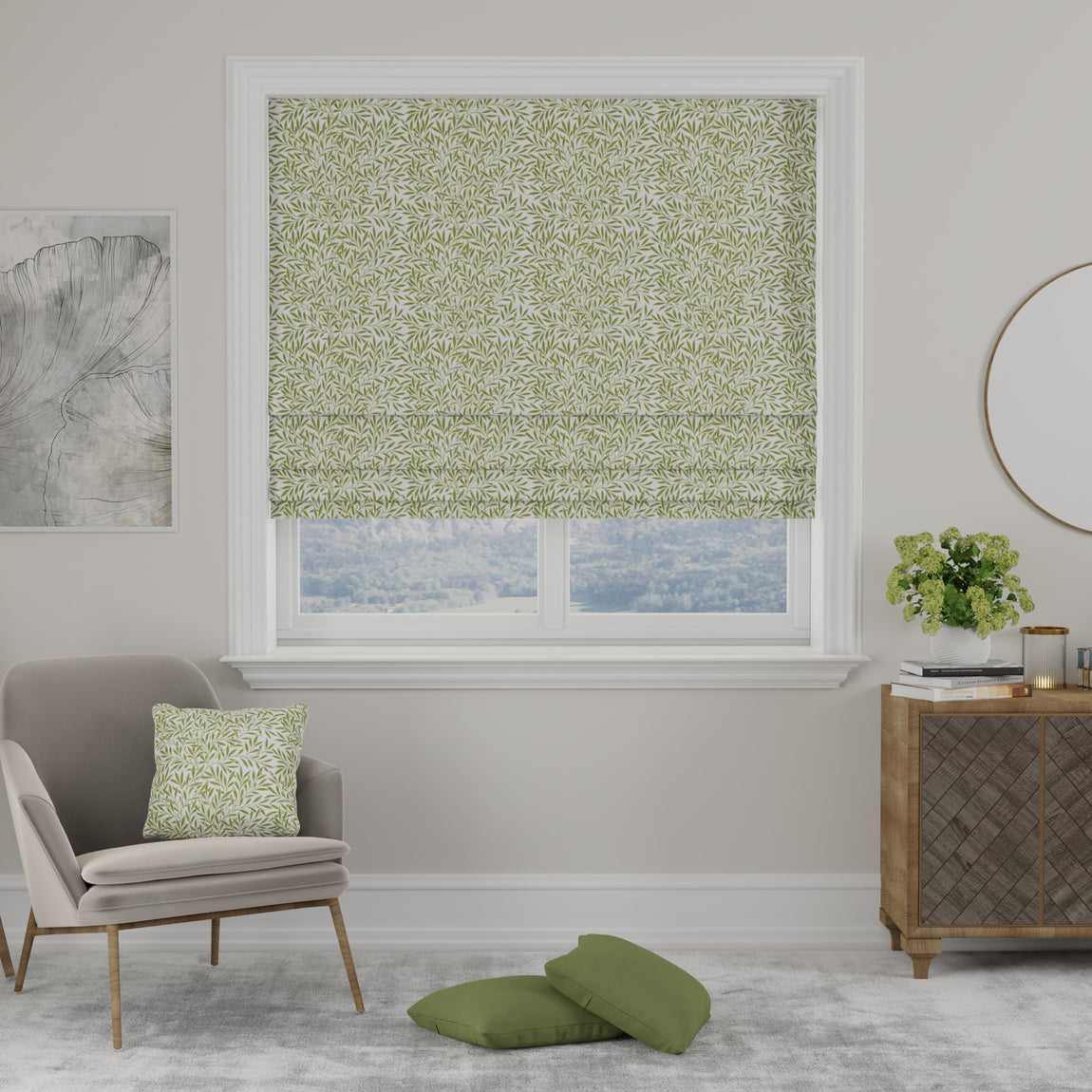 Heritage Salix Made to Measure Roman Blind Leaf Green