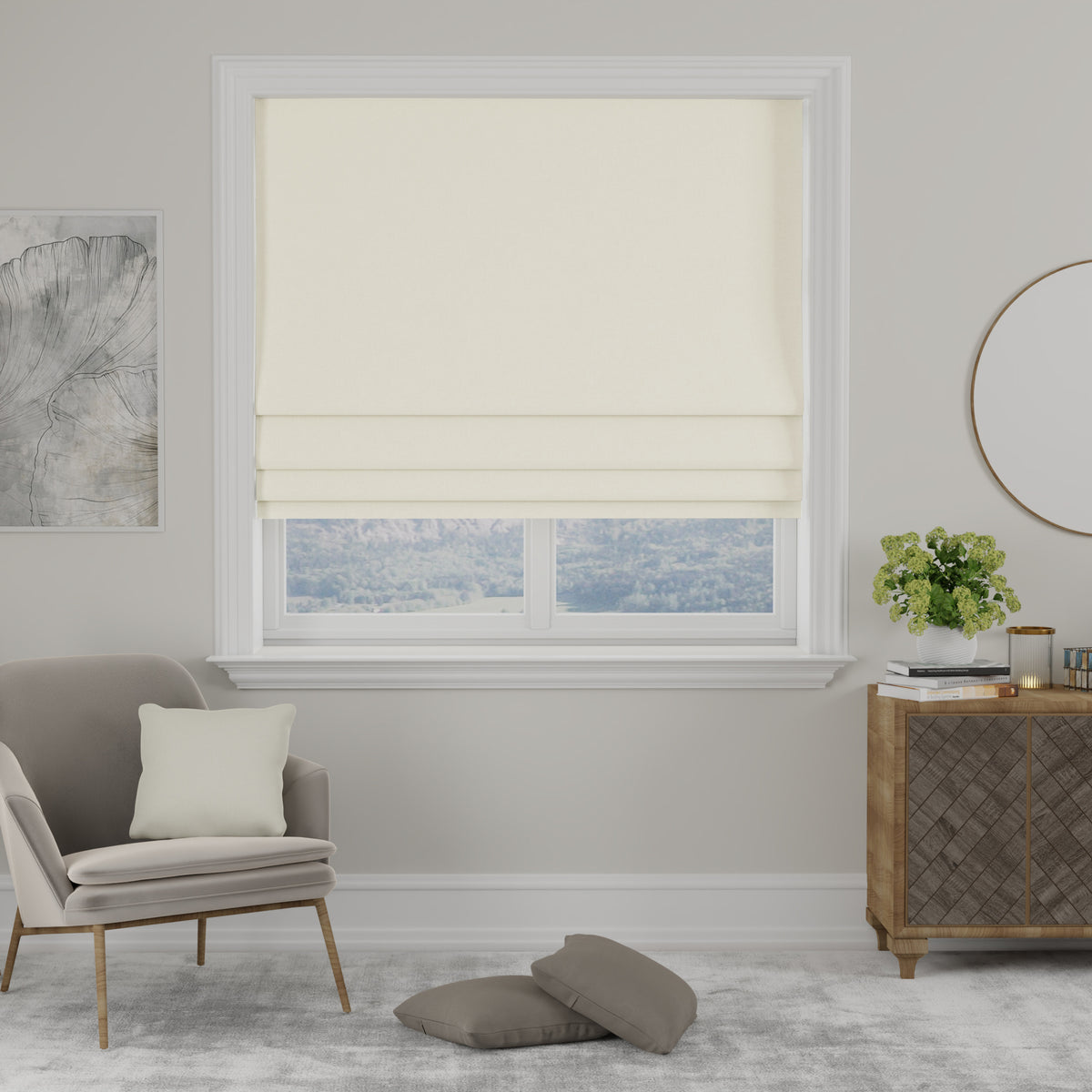 Kansai Plain Made to Measure Roman Blind Chalk