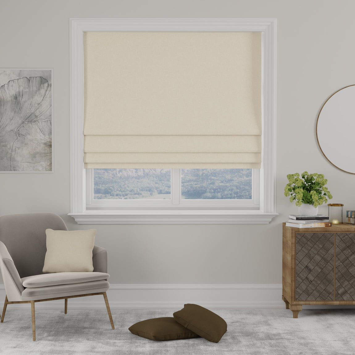 Kansai Plain Made to Measure Roman Blind Stone