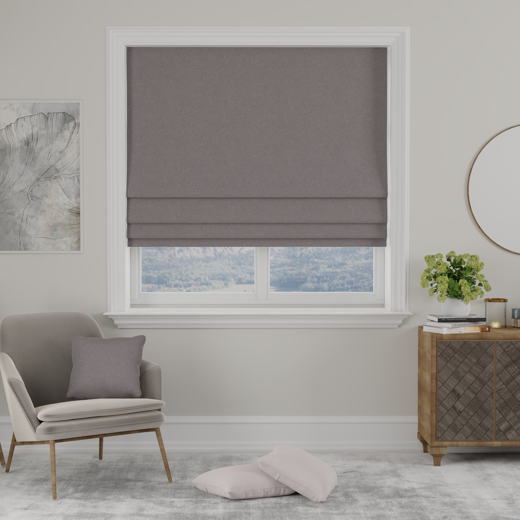 Kansai Plain Made to Measure Roman Blind Heather