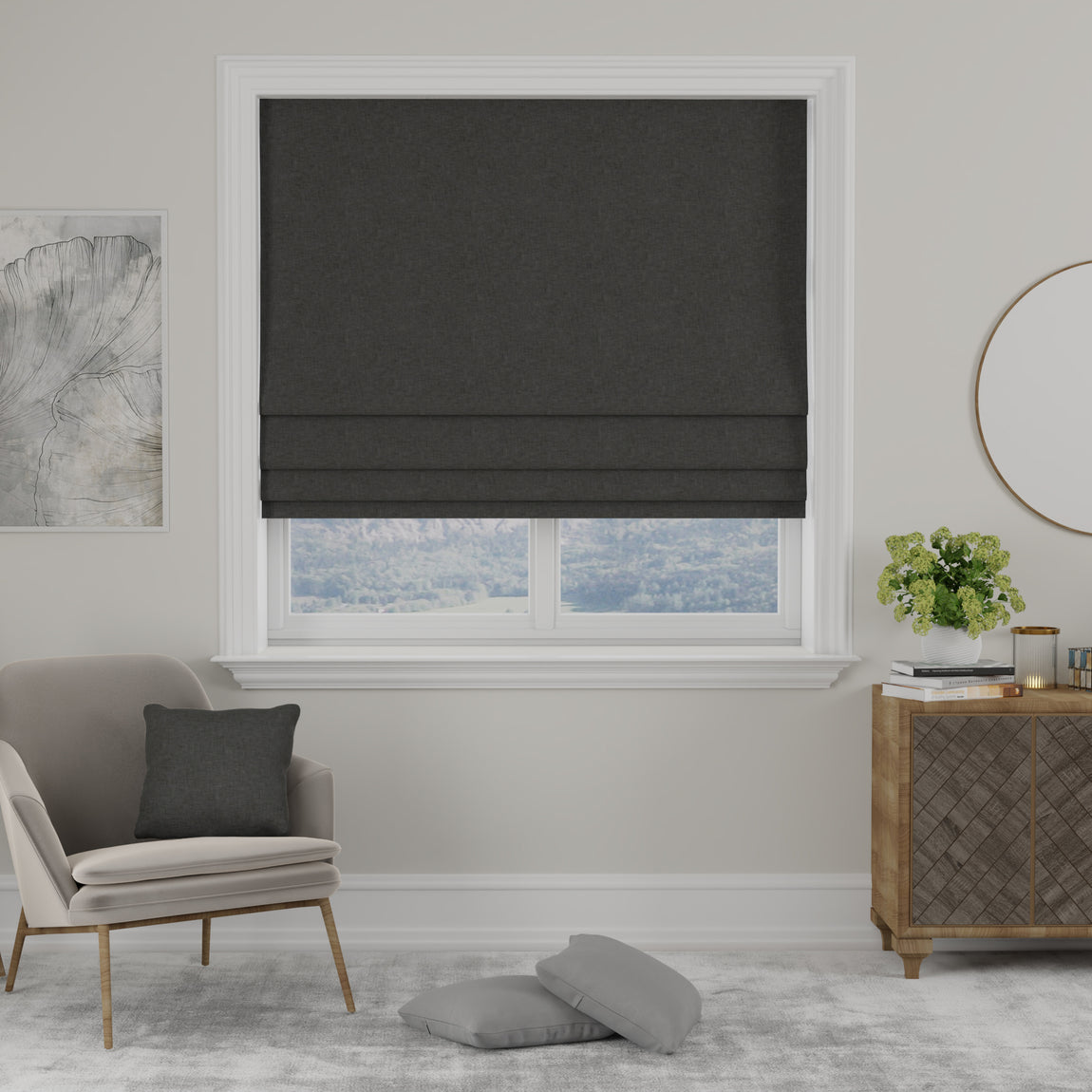 Kansai Plain Made to Measure Roman Blind Steel