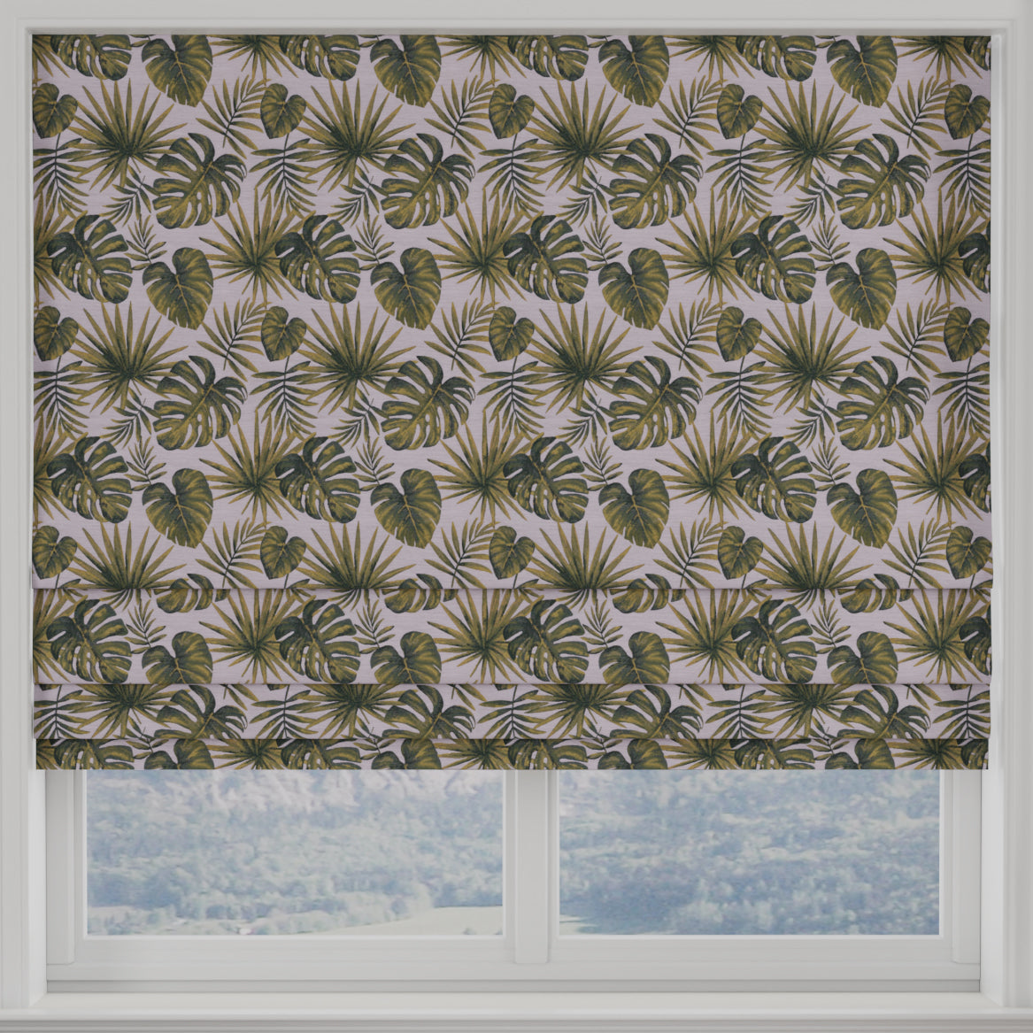 Monstera Made to Measure Roman Blind Green