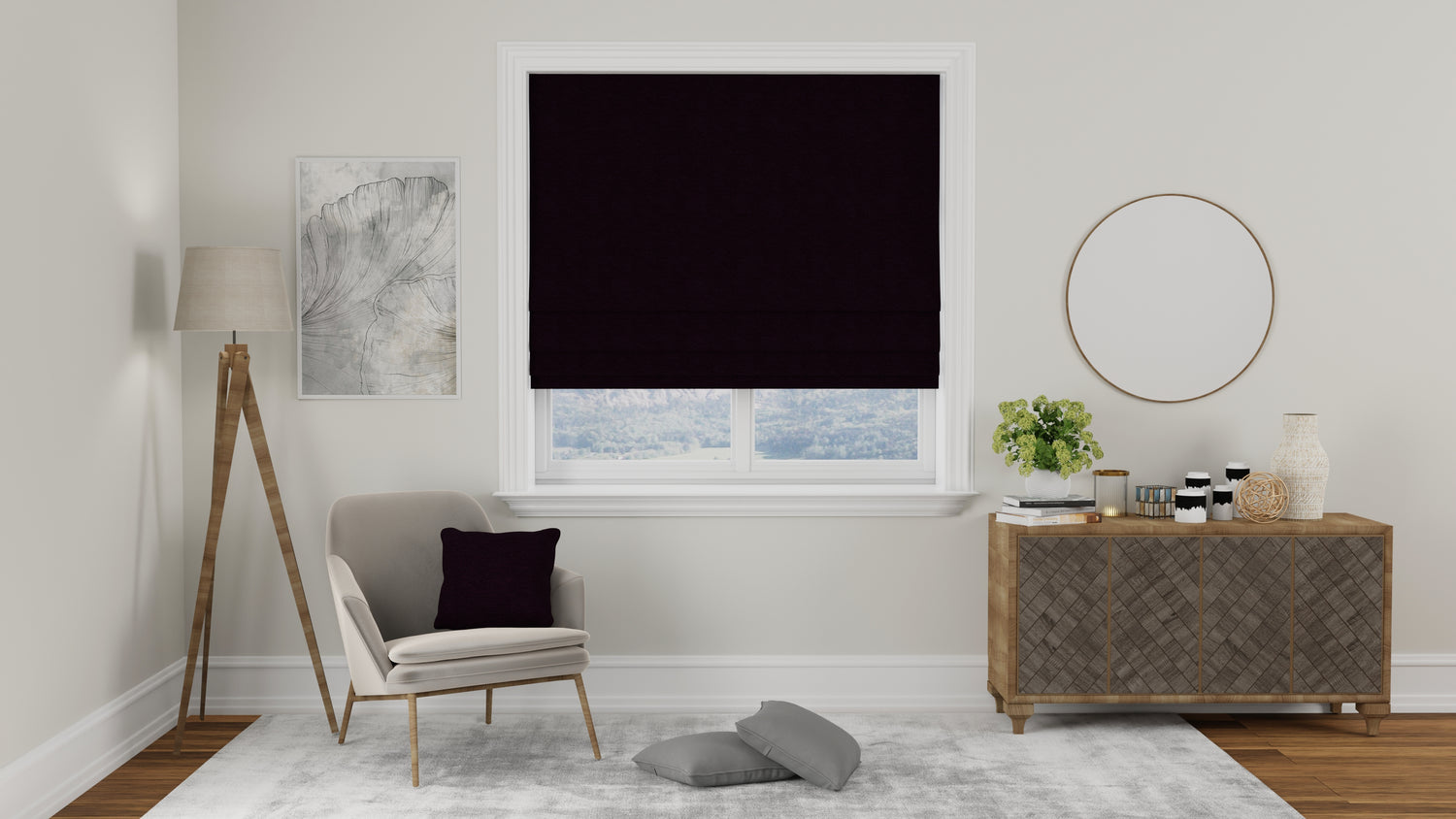 Kensington Made to Measure Roman Blind Aubergine
