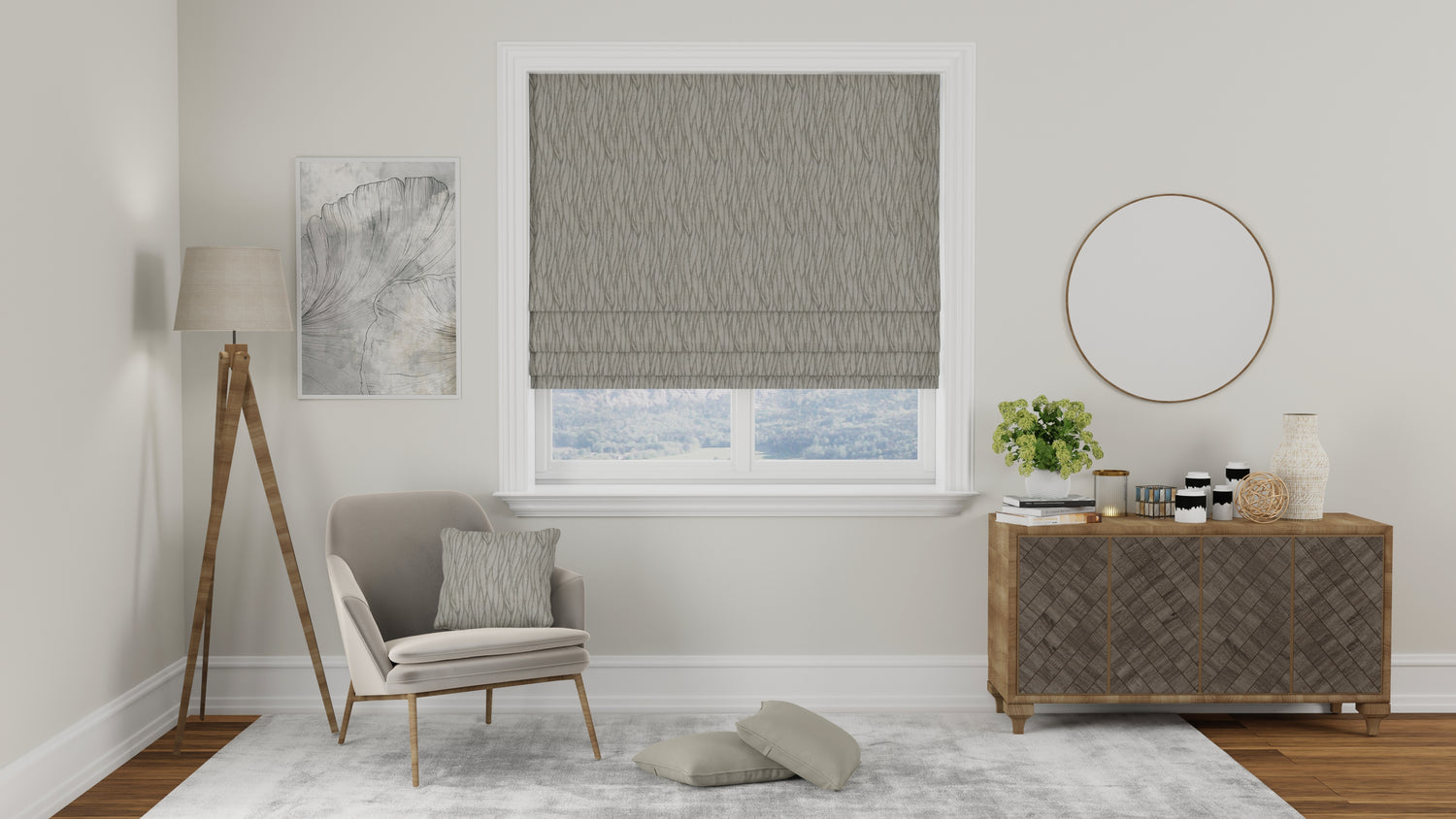 Linear Made to Measure Roman Blind Silver