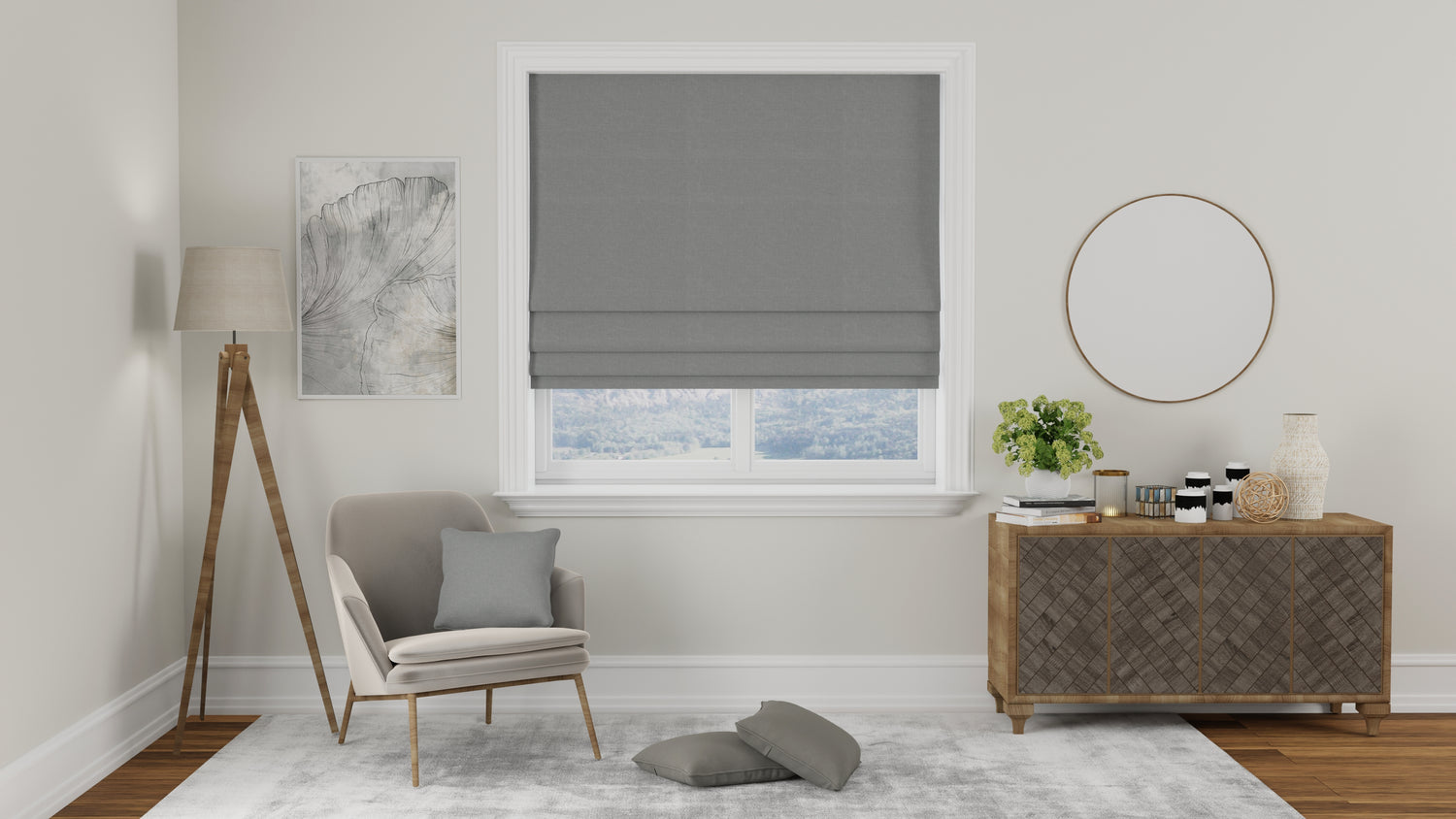 Linoso Made to Measure Roman Blind Duckegg