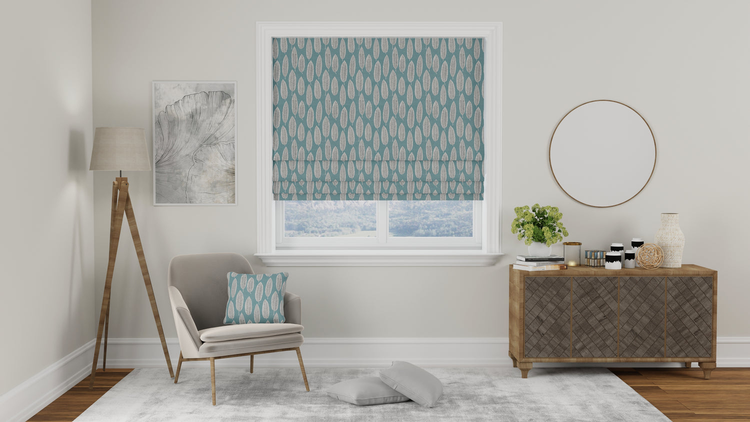 Quill Made to Measure Roman Blind Teal