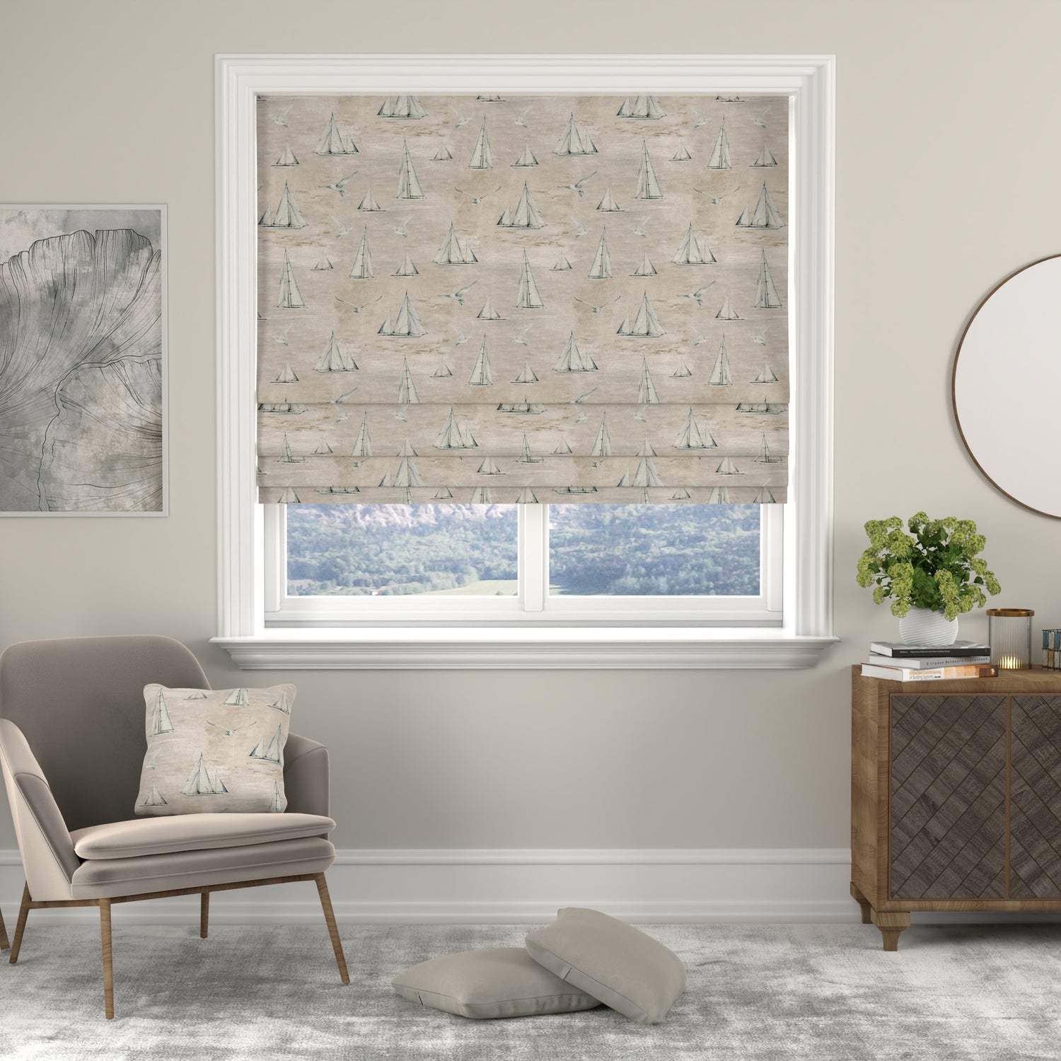 ANTE DECOR Sail Away Made to Measure Roman Blind Storm