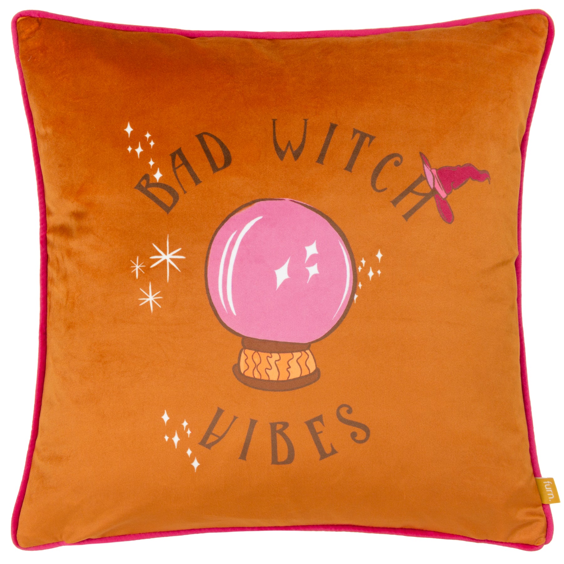 Bad Witch Vibes Velvet Piped Filled Cushion 43cm x 43cm Pumpkin