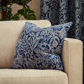 Bali Botanical Jacquard Filled Cushion 50cm x 50cm Midnight
