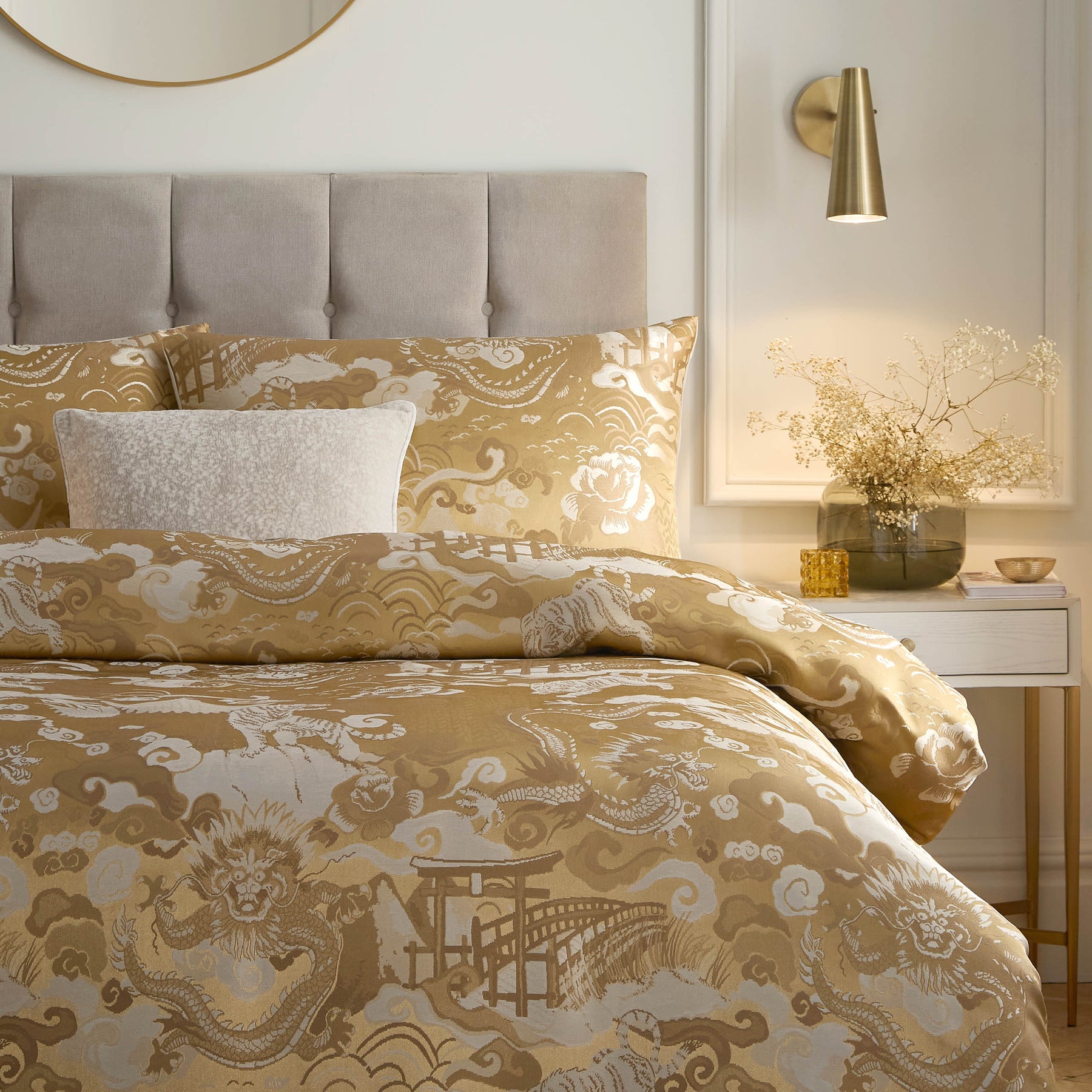 Paoletti Baransu Duvet Cover Bedding Set Gold