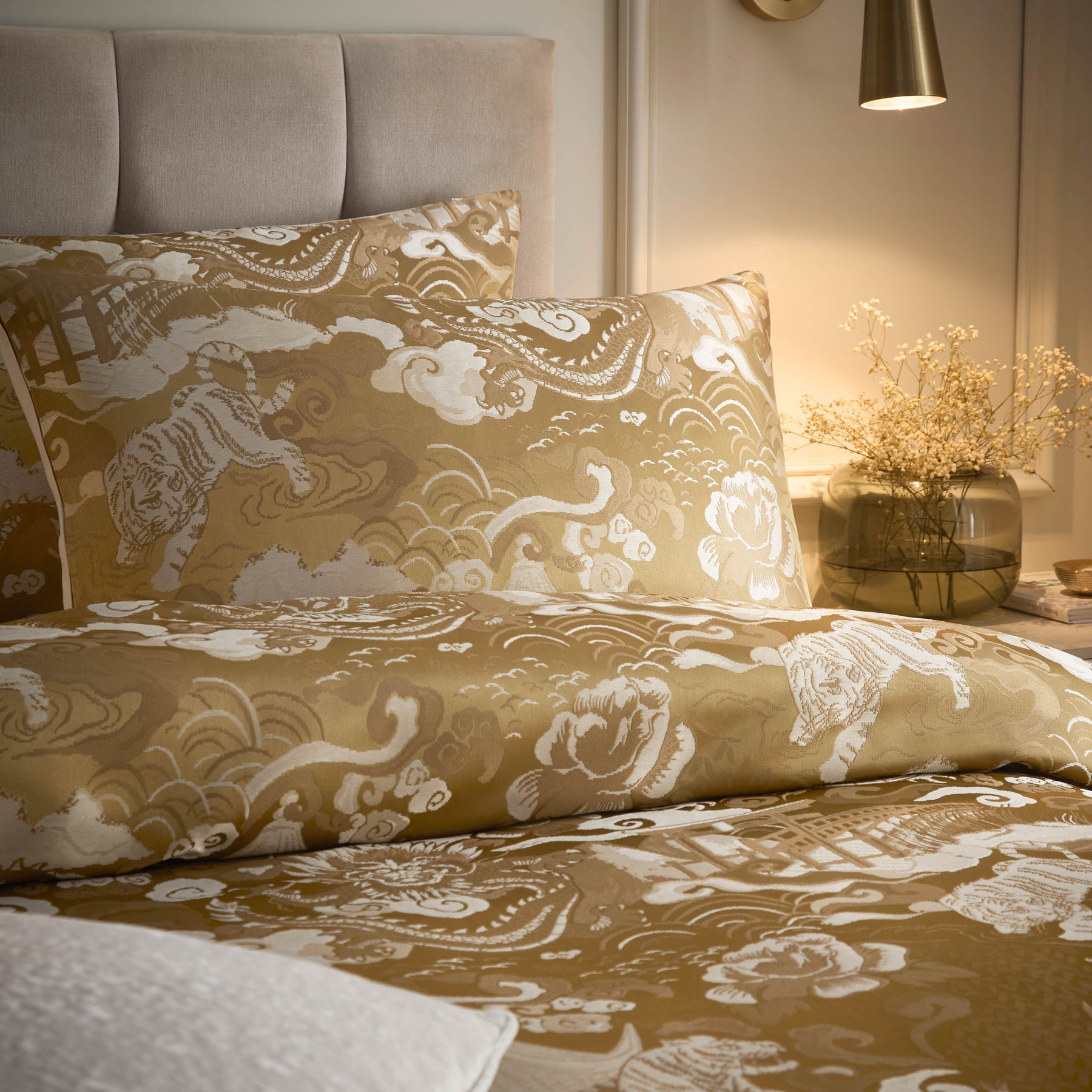 Paoletti Baransu Duvet Cover Bedding Set Gold