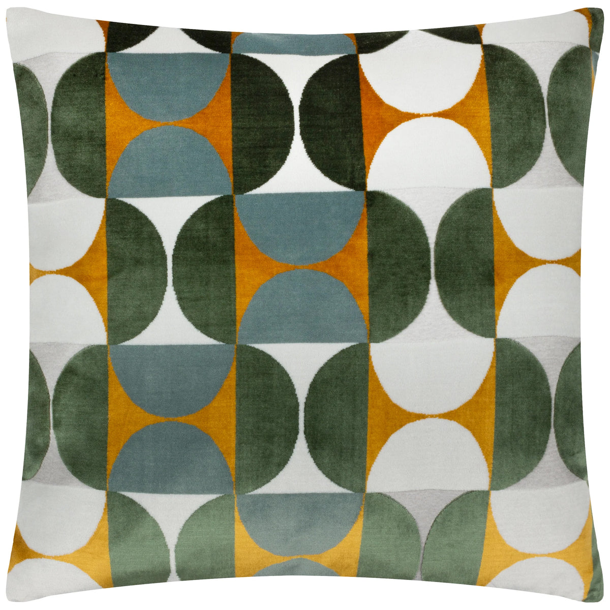 Bardot Cut Velvet Filled Cushion 50cm x 50cm Gold Blue