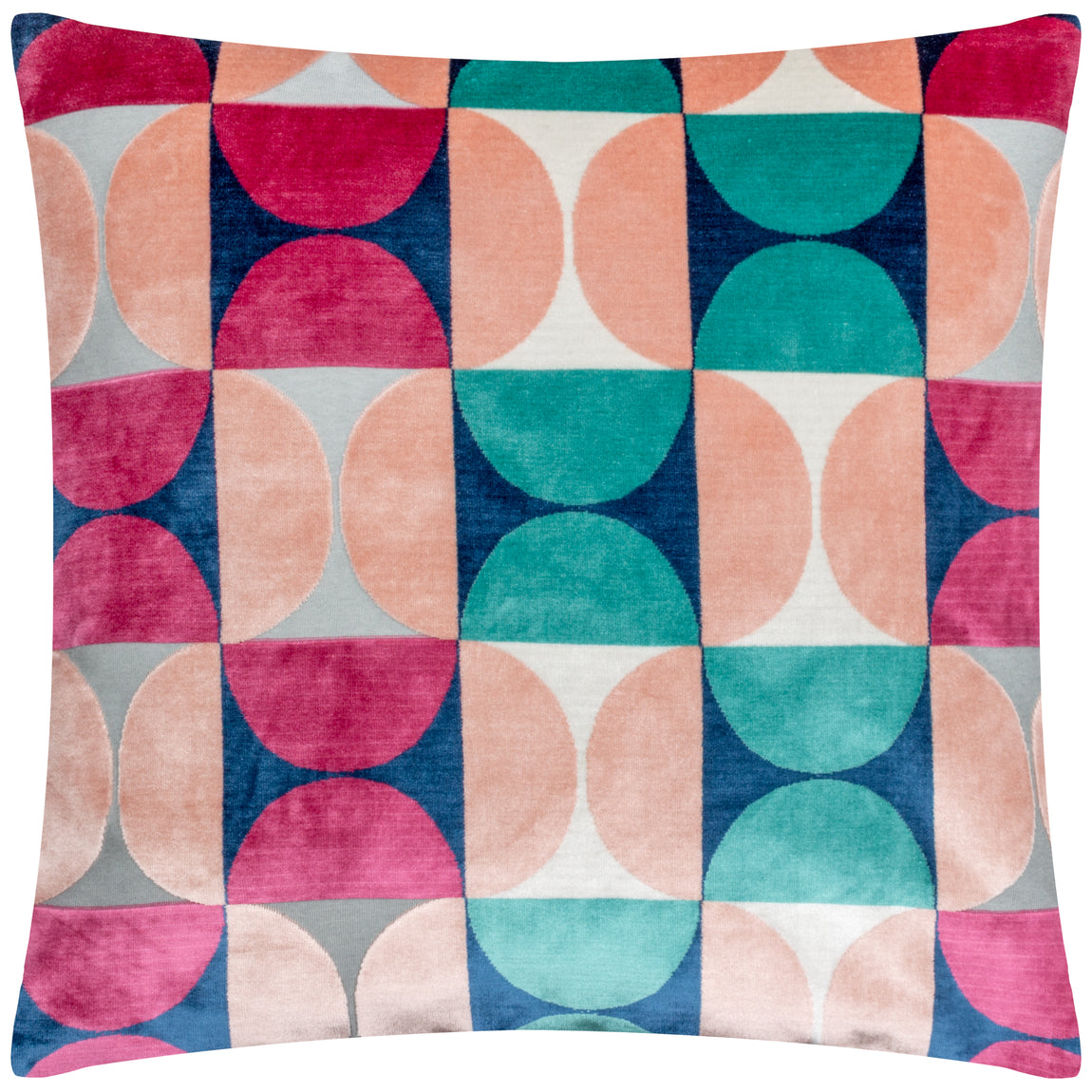 Bardot Cut Velvet Filled Cushion 50cm x 50cm Magenta Blue