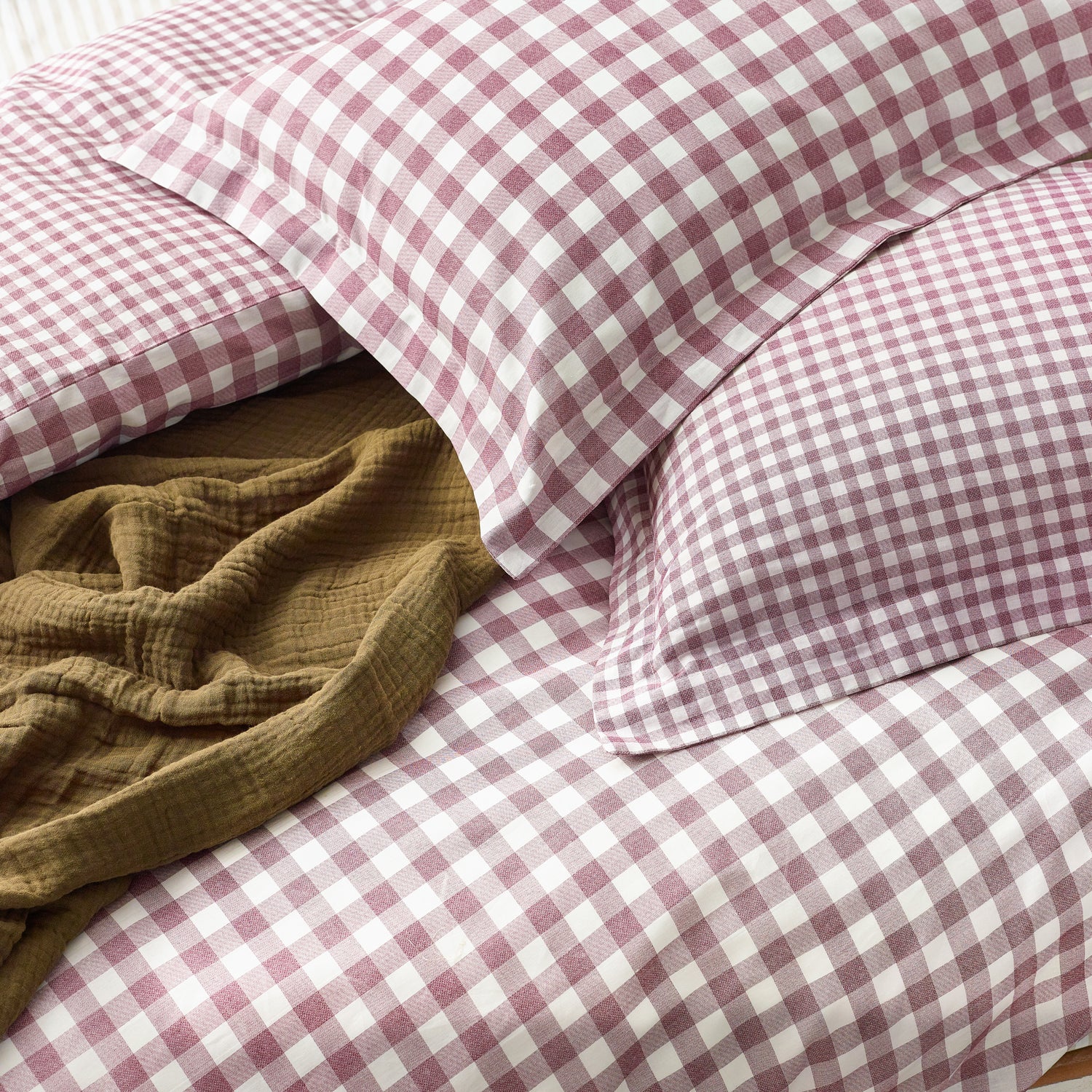 Barton Check Reversible Duvet Cover Bedding Set Berry