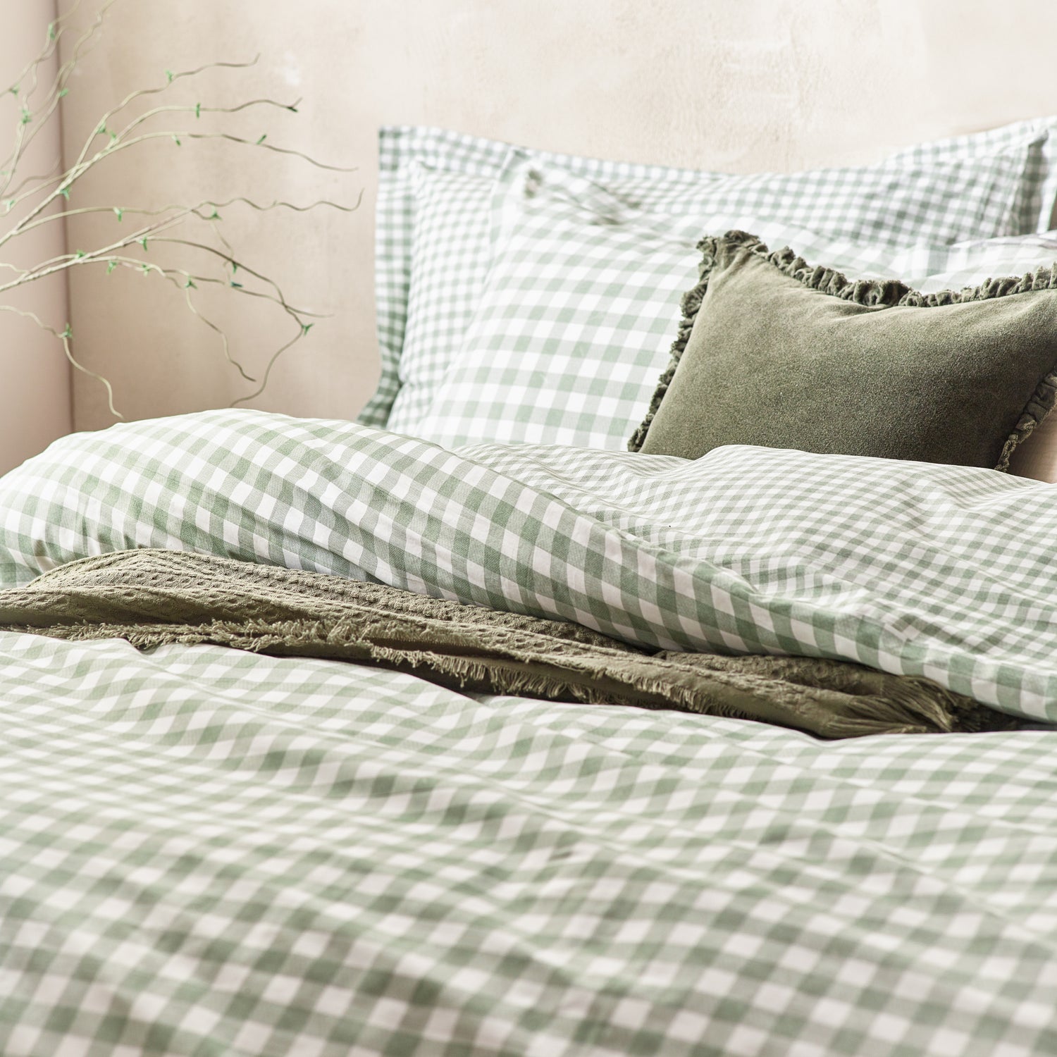 Barton Check Reversible Duvet Cover Bedding Set Forest