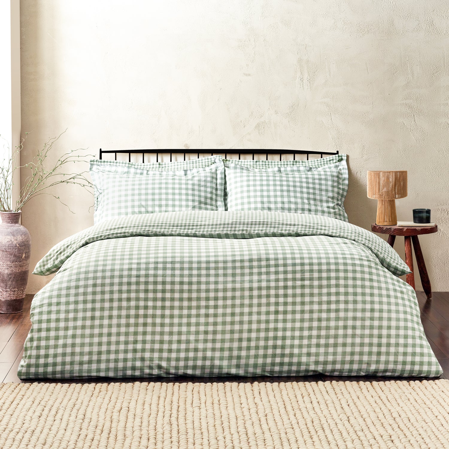 Barton Check Reversible Duvet Cover Bedding Set Forest