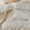 Barton Check Reversible Duvet Cover Bedding Set Natural