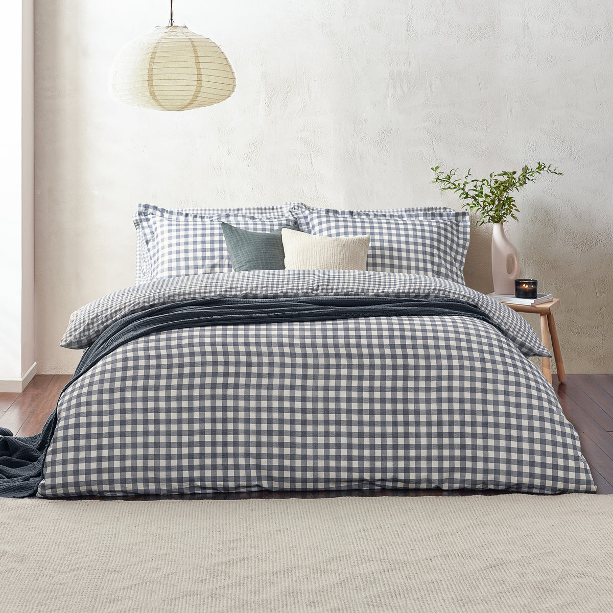 Barton Check Reversible Duvet Cover Bedding Set Navy