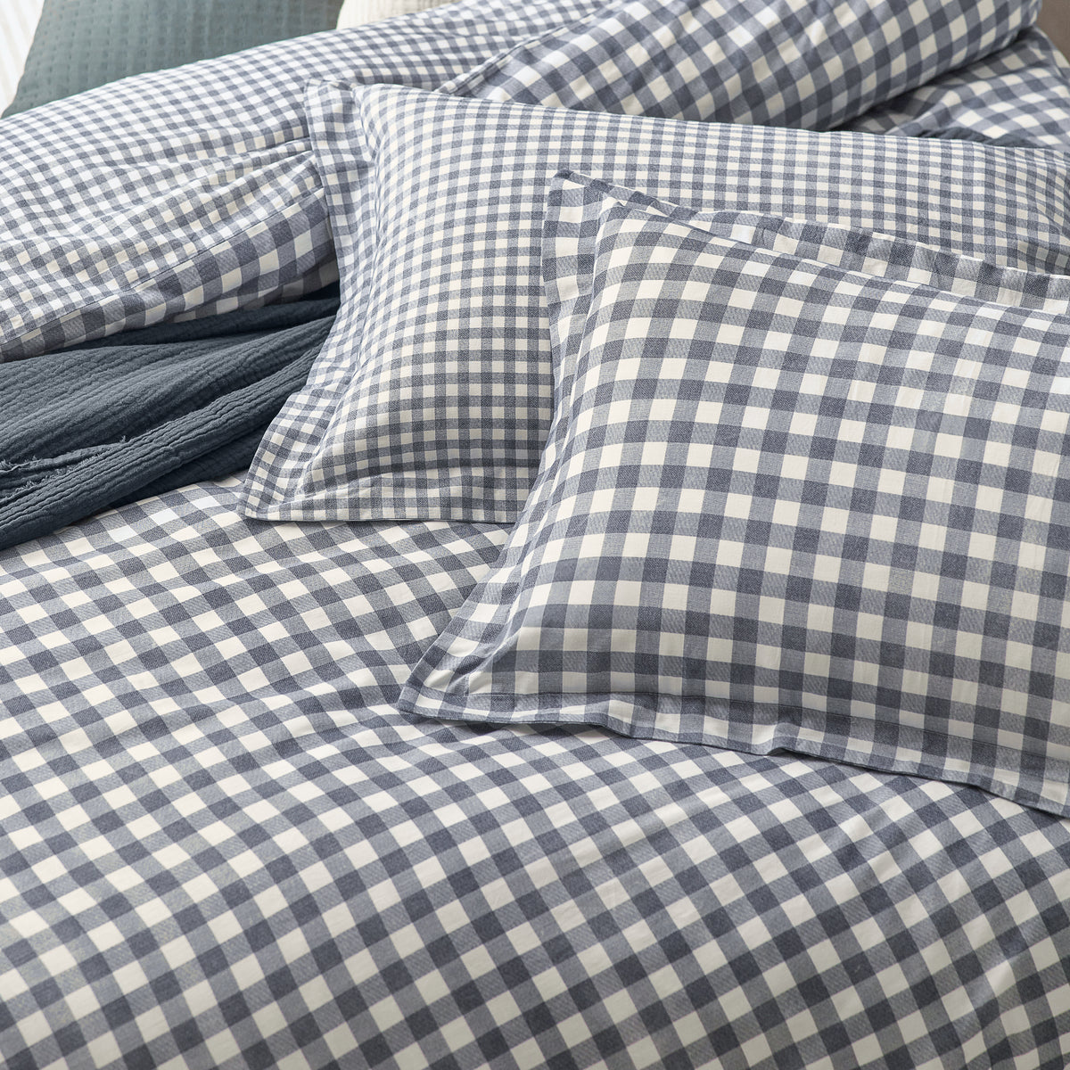 Barton Check Reversible Duvet Cover Bedding Set Navy