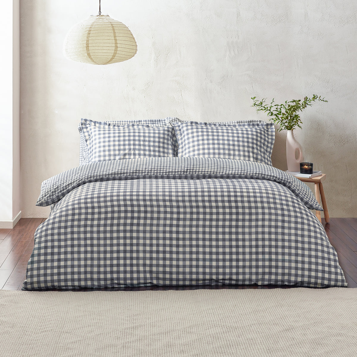 Barton Check Reversible Duvet Cover Bedding Set Navy