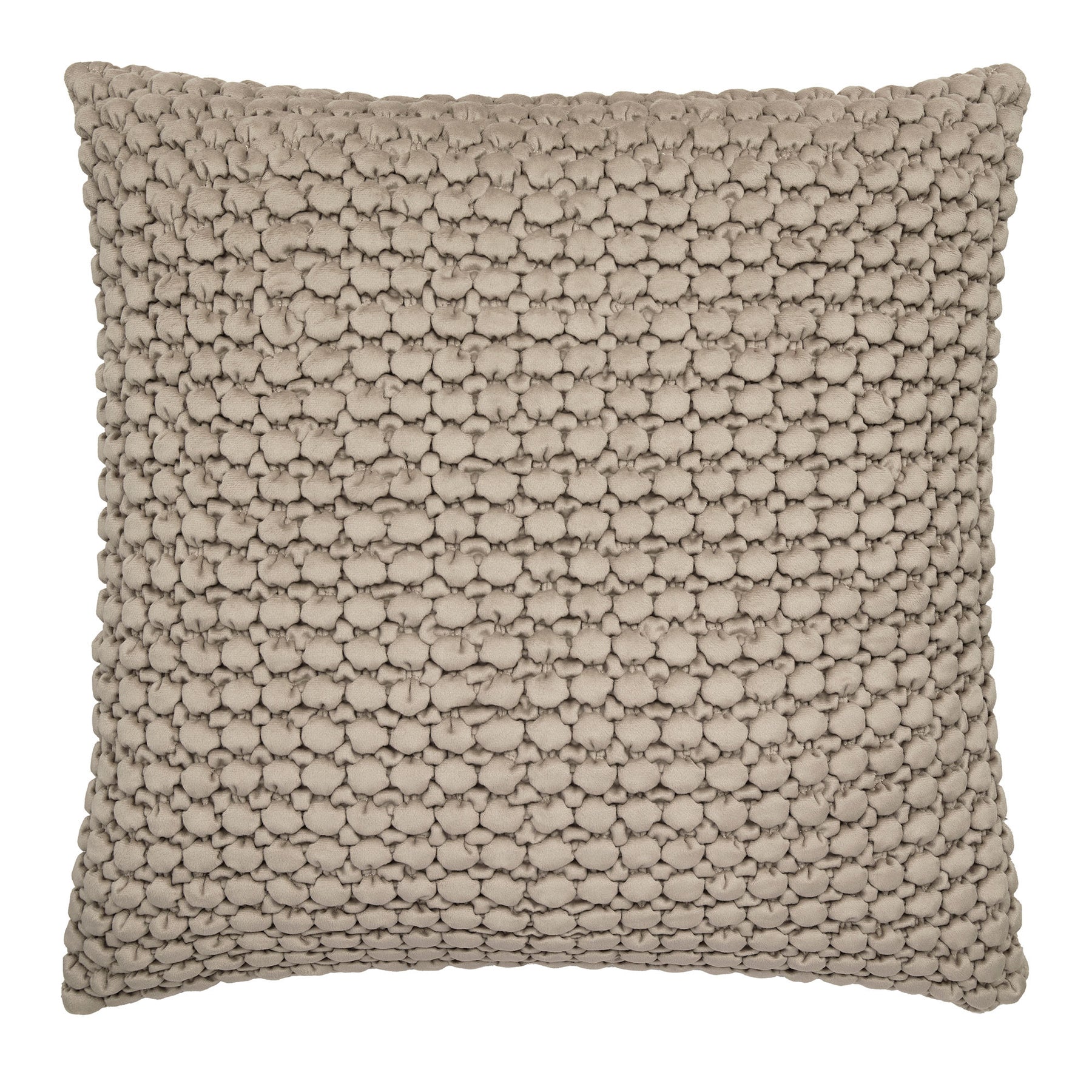 Appletree Bobble Quilted Velvet Touch 55cm x 55cm Filled Cushion Natural