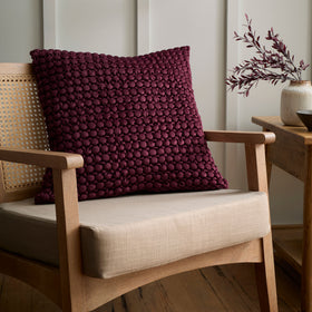 Appletree Bobble Quilted Velvet 55cm x 55cm Filled Cushion Berry