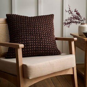Appletree Bobble Quilted Velvet 55cm x 55cm Filled Cushion Chocolate