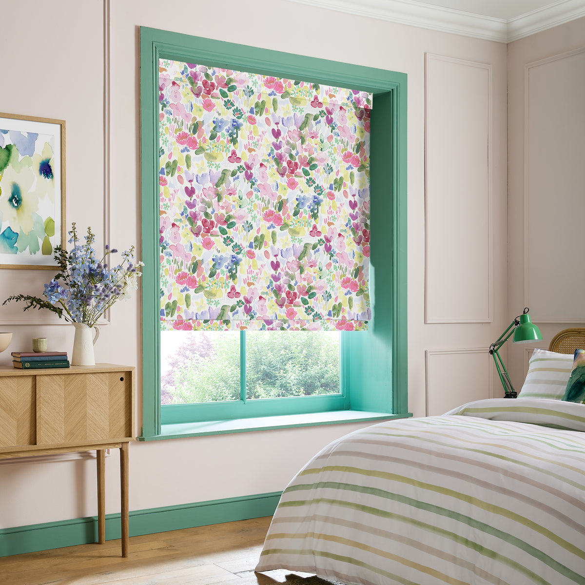Bluebellgray Flora Made To Measure Roman Blind Cerise