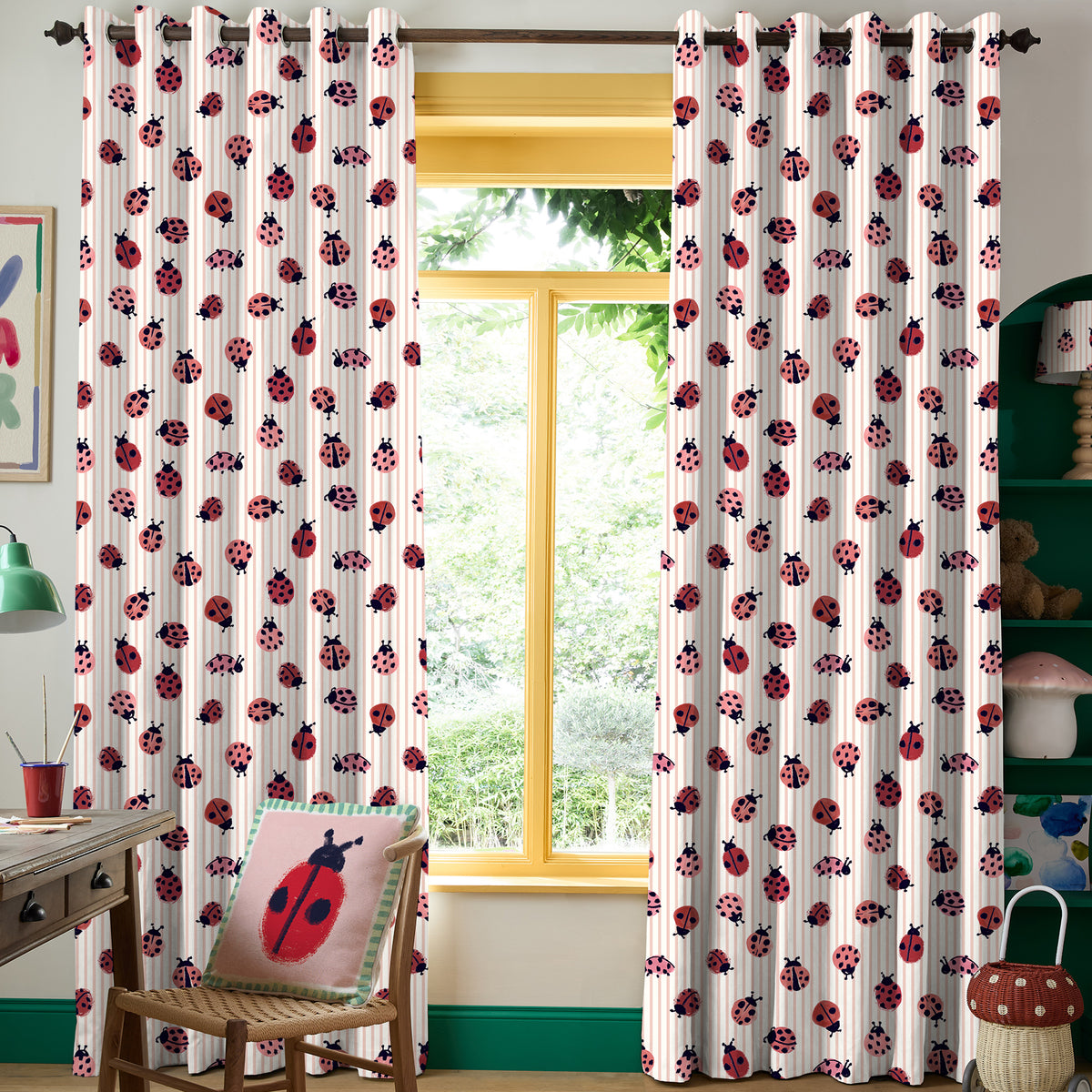 Wee Blue Bell Little Ladybirds Made To Measure Roman Blind Poppy