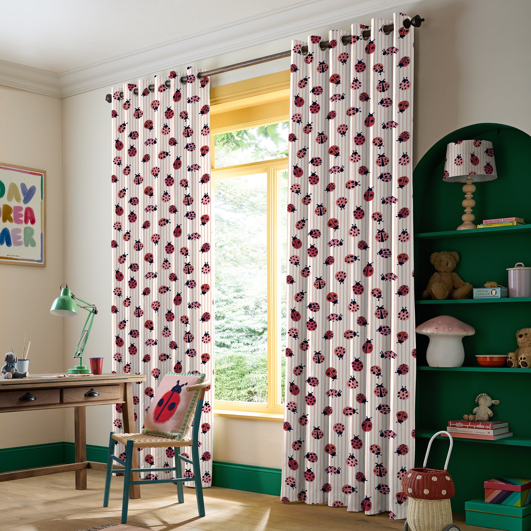 Wee Blue Bell Little Ladybirds Made To Measure Curtains Poppy