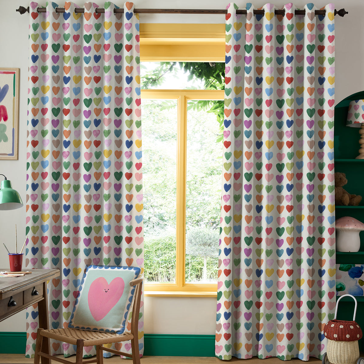 Wee Blue Bell Love Hearts Made To Measure Roman Blind Multi