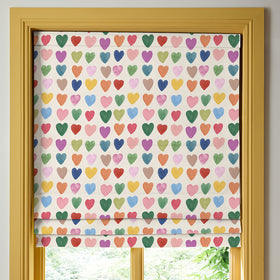 Wee Blue Bell Love Hearts Made To Measure Roman Blind Multi