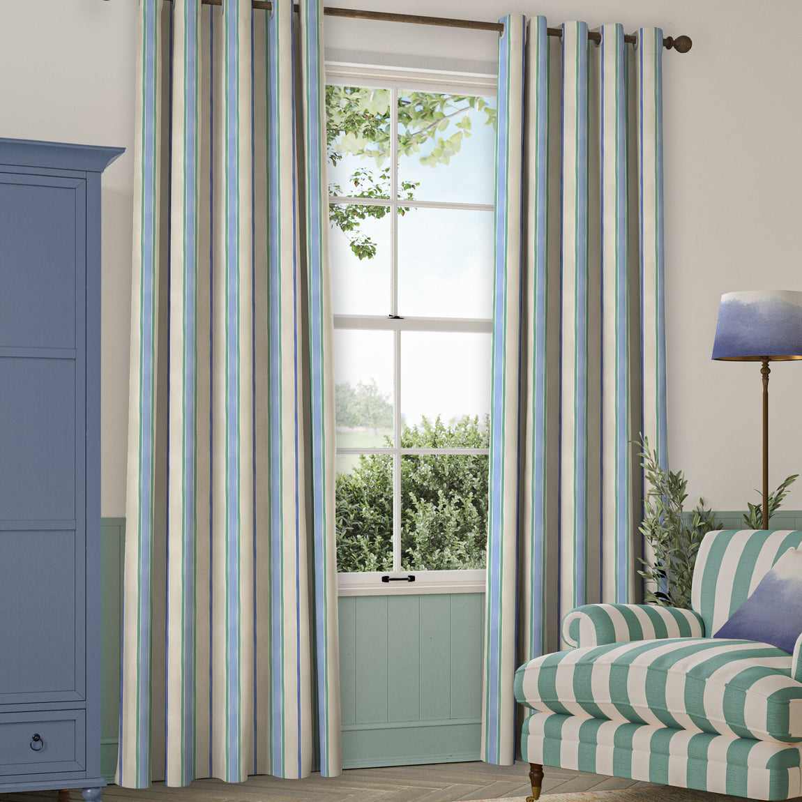 Bluebellgray Seaside Stripe Made To Measure Curtains Atlantic