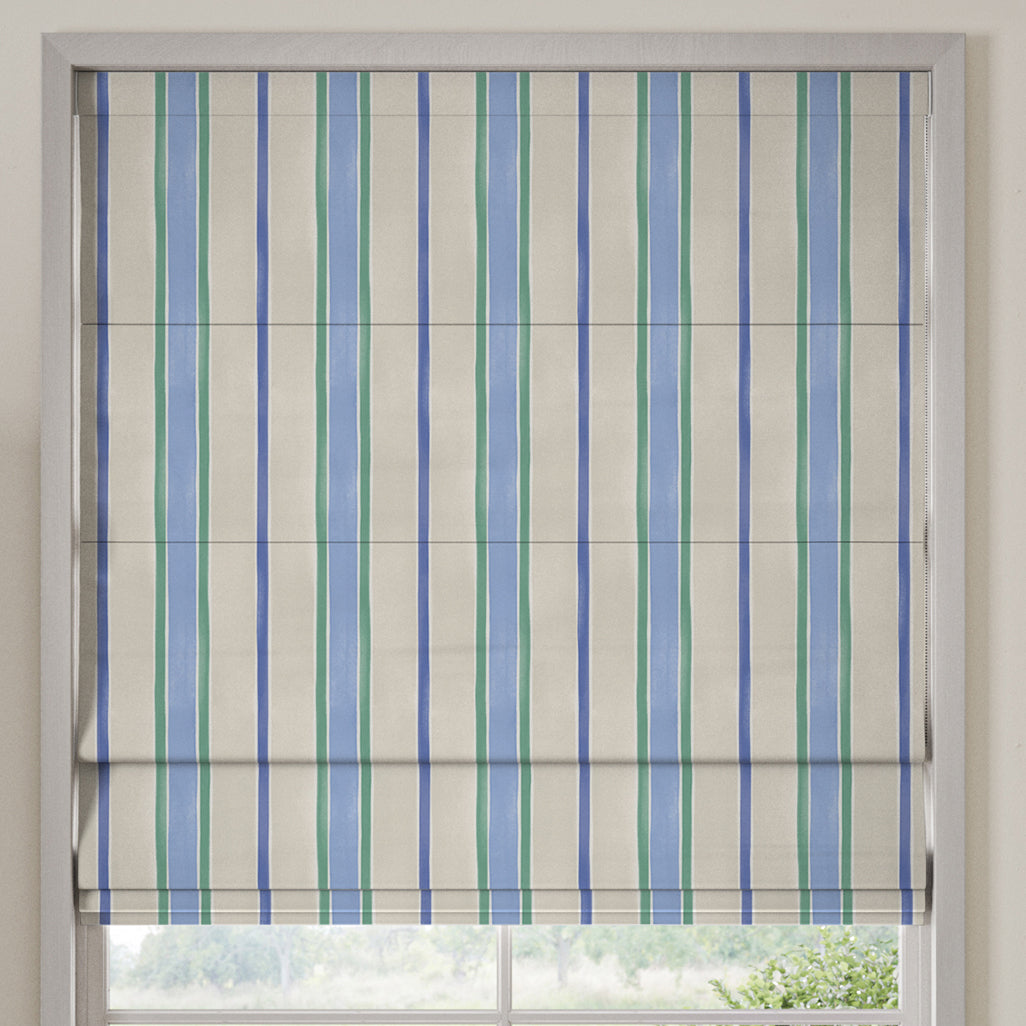 Bluebellgray Seaside Stripe Made To Measure Roman Blind Atlantic