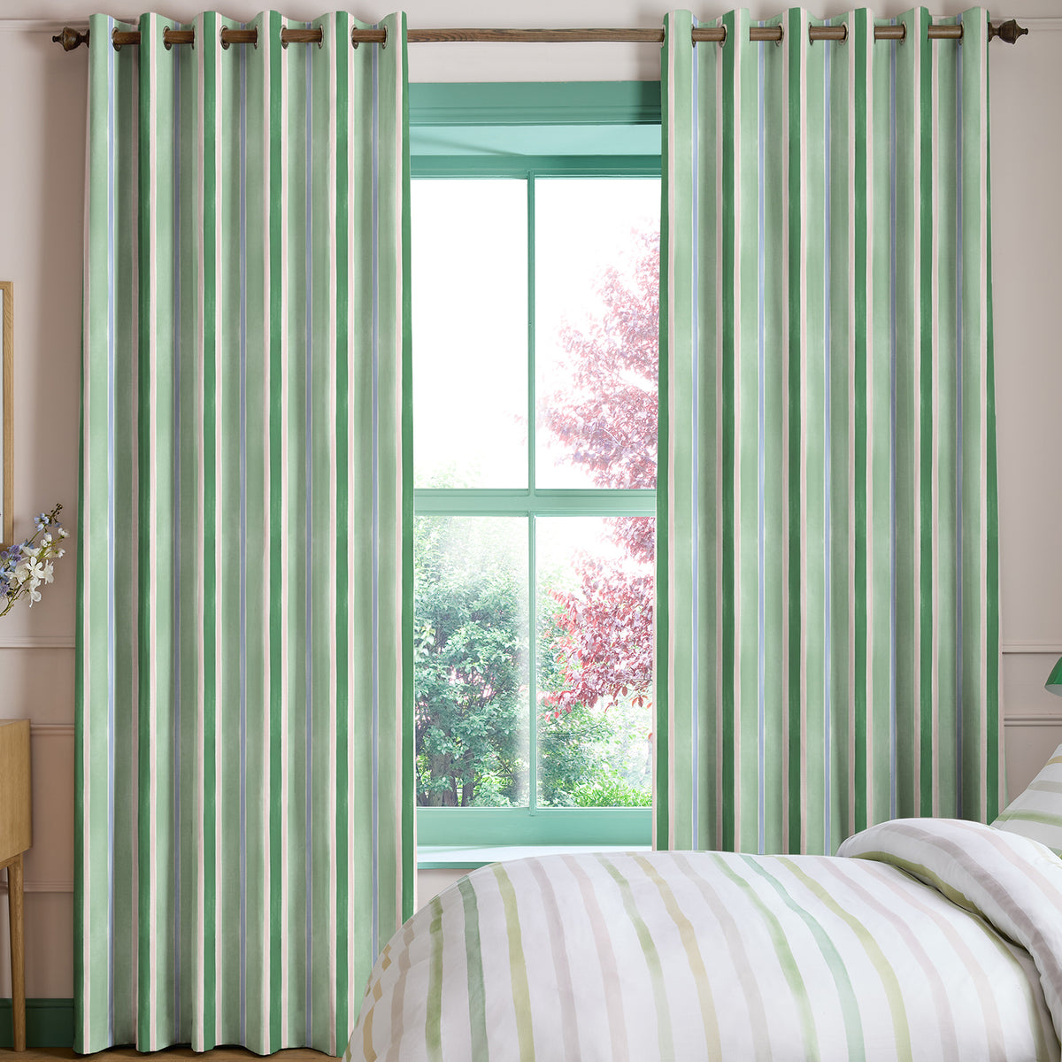 Bluebellgray Seaside Stripe Made To Measure Roman Blind Seaglass