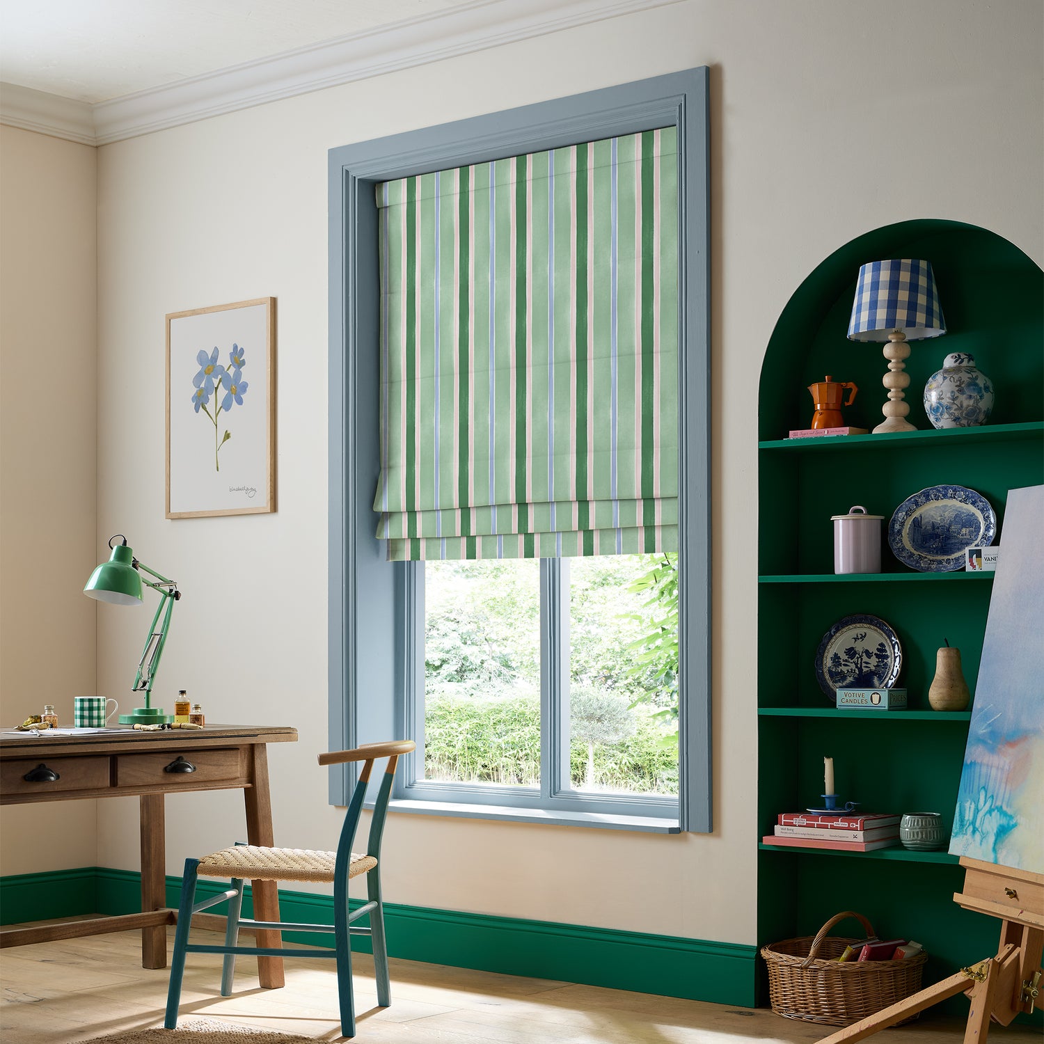 Bluebellgray Seaside Stripe Made To Measure Roman Blind Seaglass