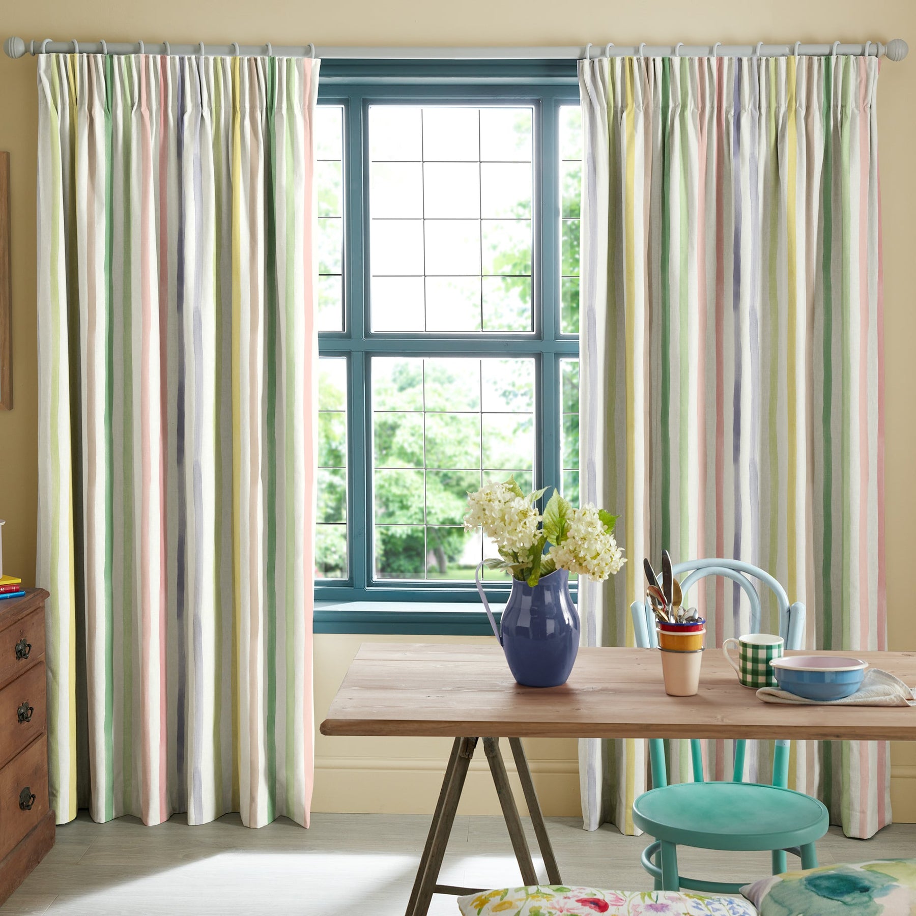 Bluebellgray Watercolour Stripe Made To Measure Curtains Tetbury