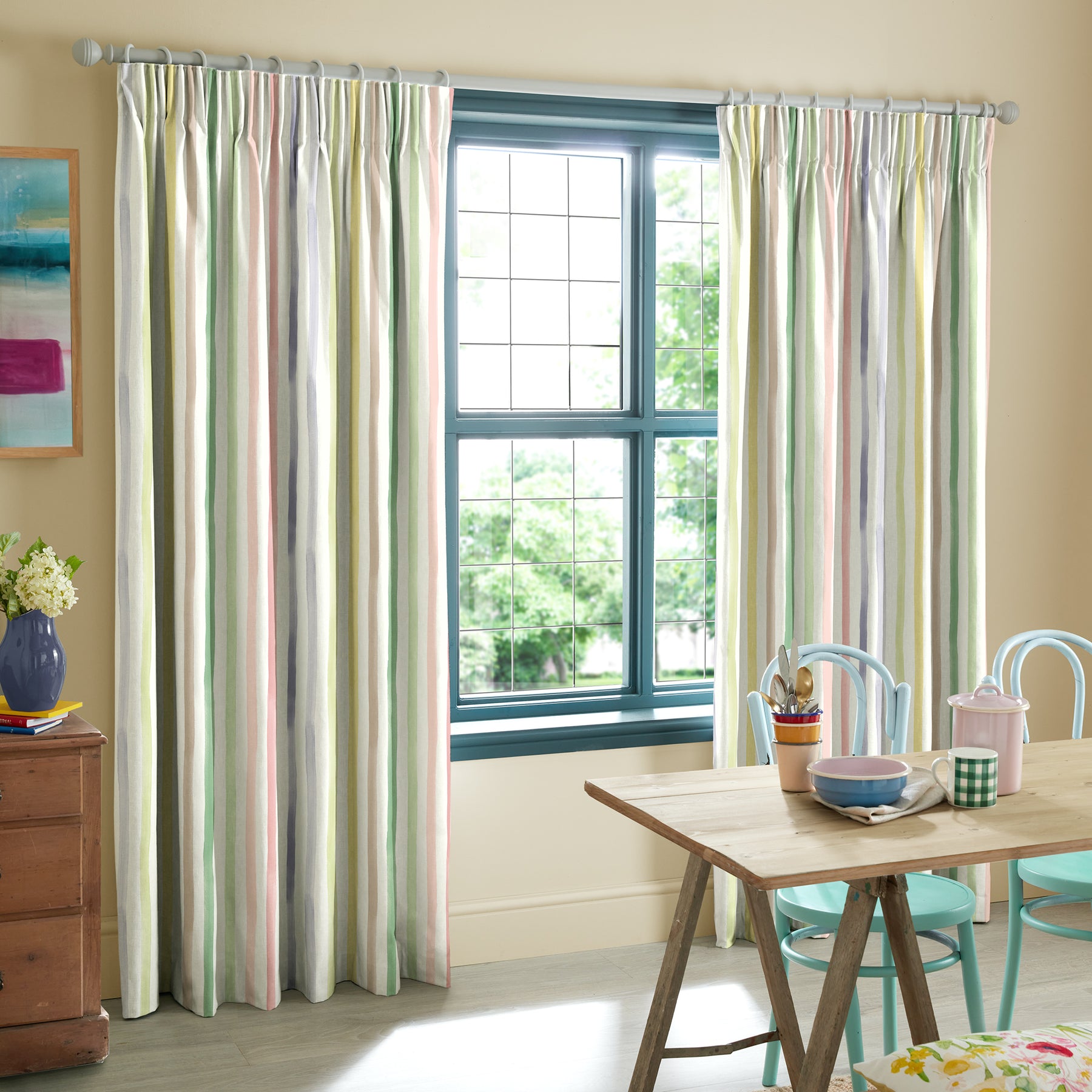 Bluebellgray Watercolour Stripe Made To Measure Curtains Tetbury
