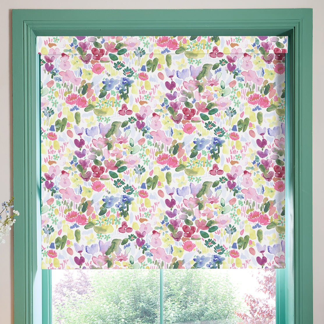 Bluebellgray Flora Blackout Made To Measure Roller Blind Cerise
