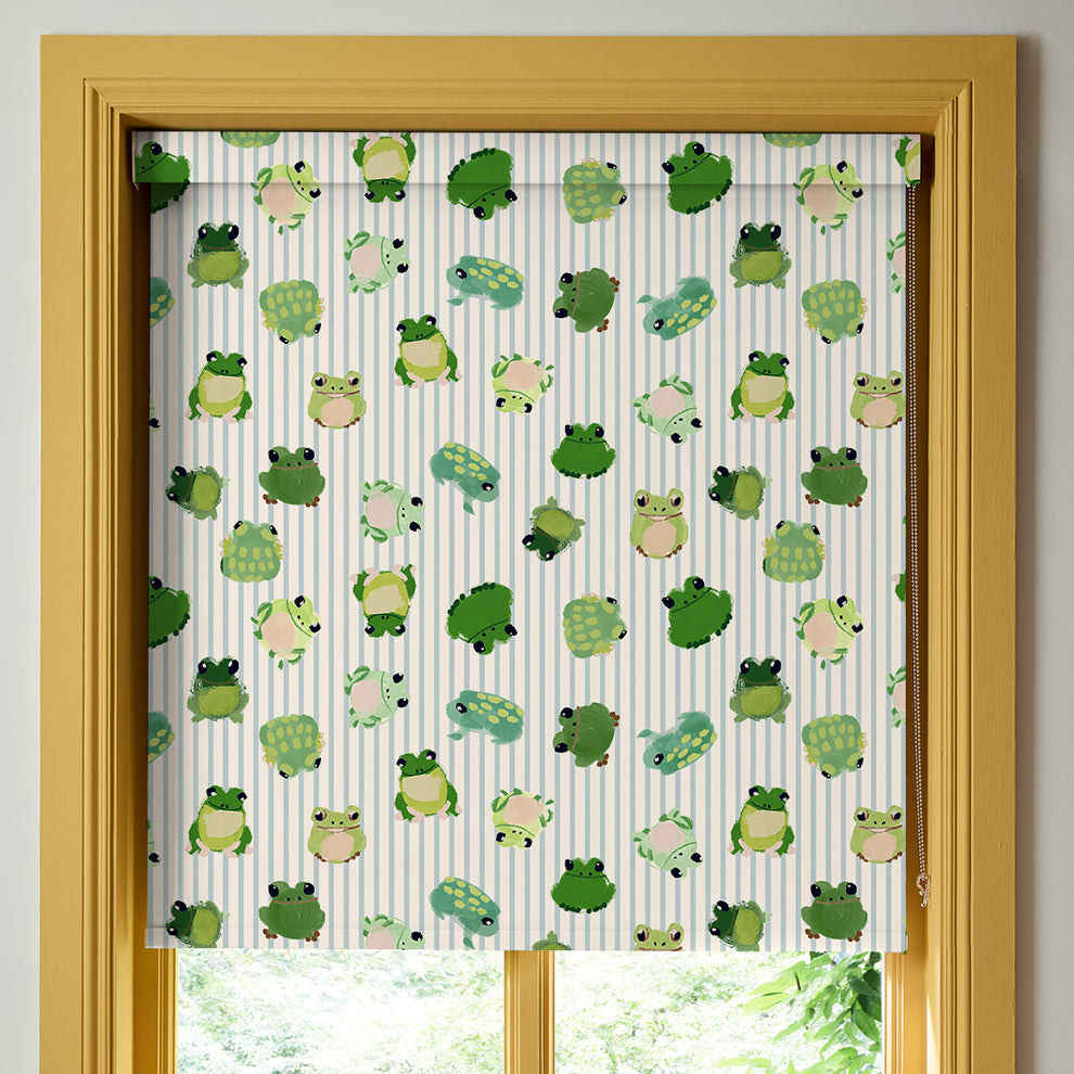 Wee Blue Bell Little Frogs Blackout Made To Measure Roller Blind Pond