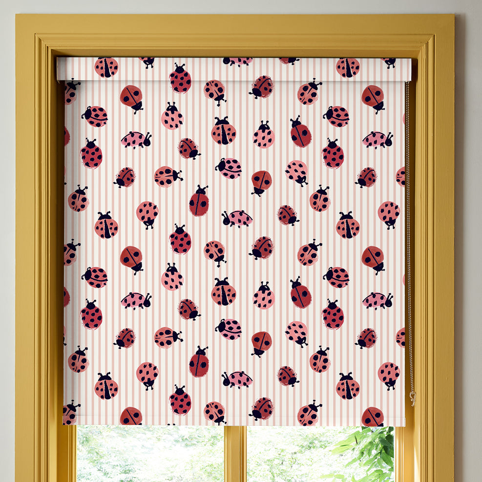 Wee Blue Bell Little Ladybirds Blackout Made To Measure Roller Blind Poppy