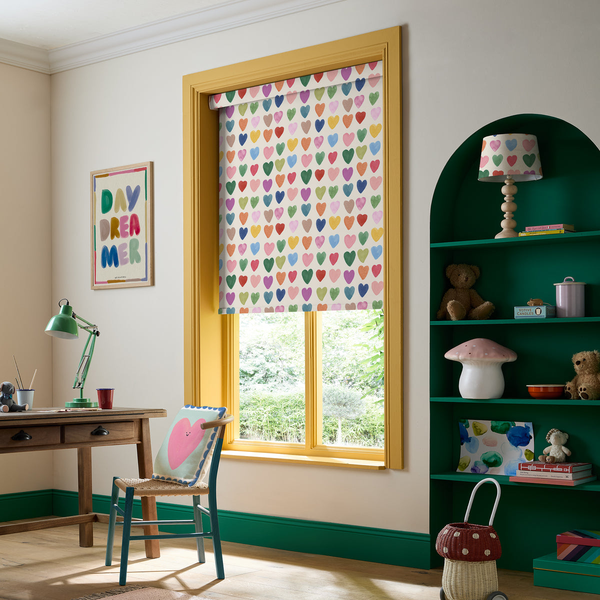 Wee Blue Bell Love Hearts Translucent Made To Measure Roller Blind Multi
